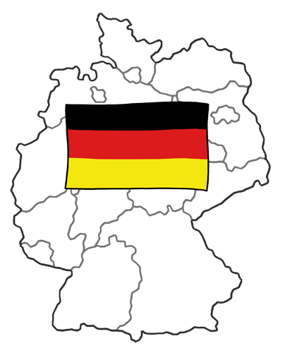 Abbildung der Deutschlandkarte mit Deutschlandfahne